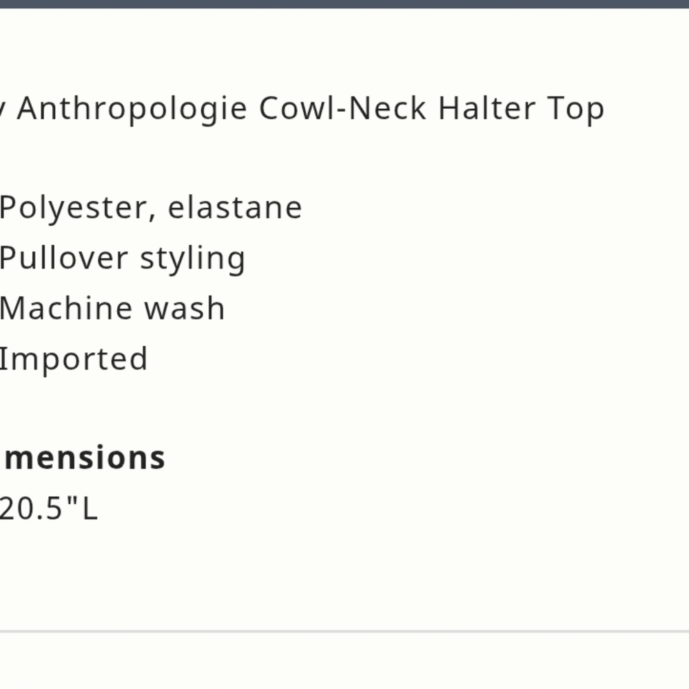 Anthropologie Women's Cowl Neck Halter Top - Picture 6 of 6